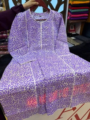 Slub Cotton Printed Kurti